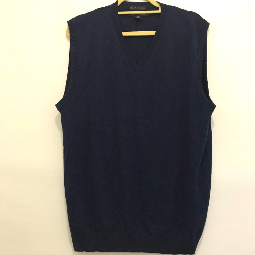 Pronto Uomo Extra Merino Wool Men's Navy V-Neck Sweater Vest Size XL